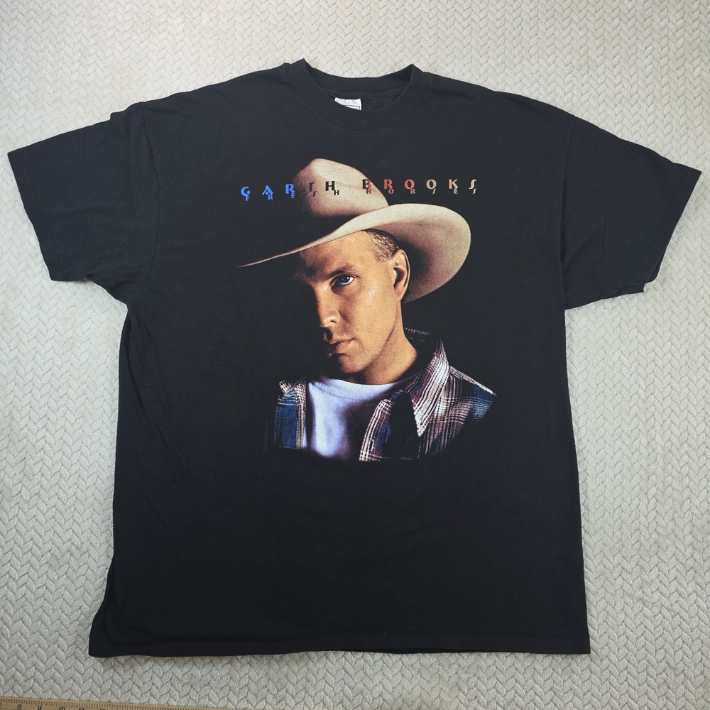 Vintage 1996 Garth Brooks Fresh Horses World Tour T-Shirt Hanes Beefy XXL Black